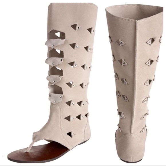 NEW Naughty Monkey Gladiator Sandal Western Boots Open Toe Suede sz 10 - Picture 1 of 16